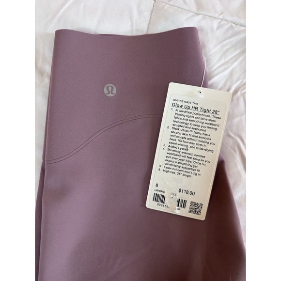 NEW Lululemon GLOW UP HR TIGHT 28" Size 8  Lavender Lux Workout Shaping NWT - Picture 8 of 10